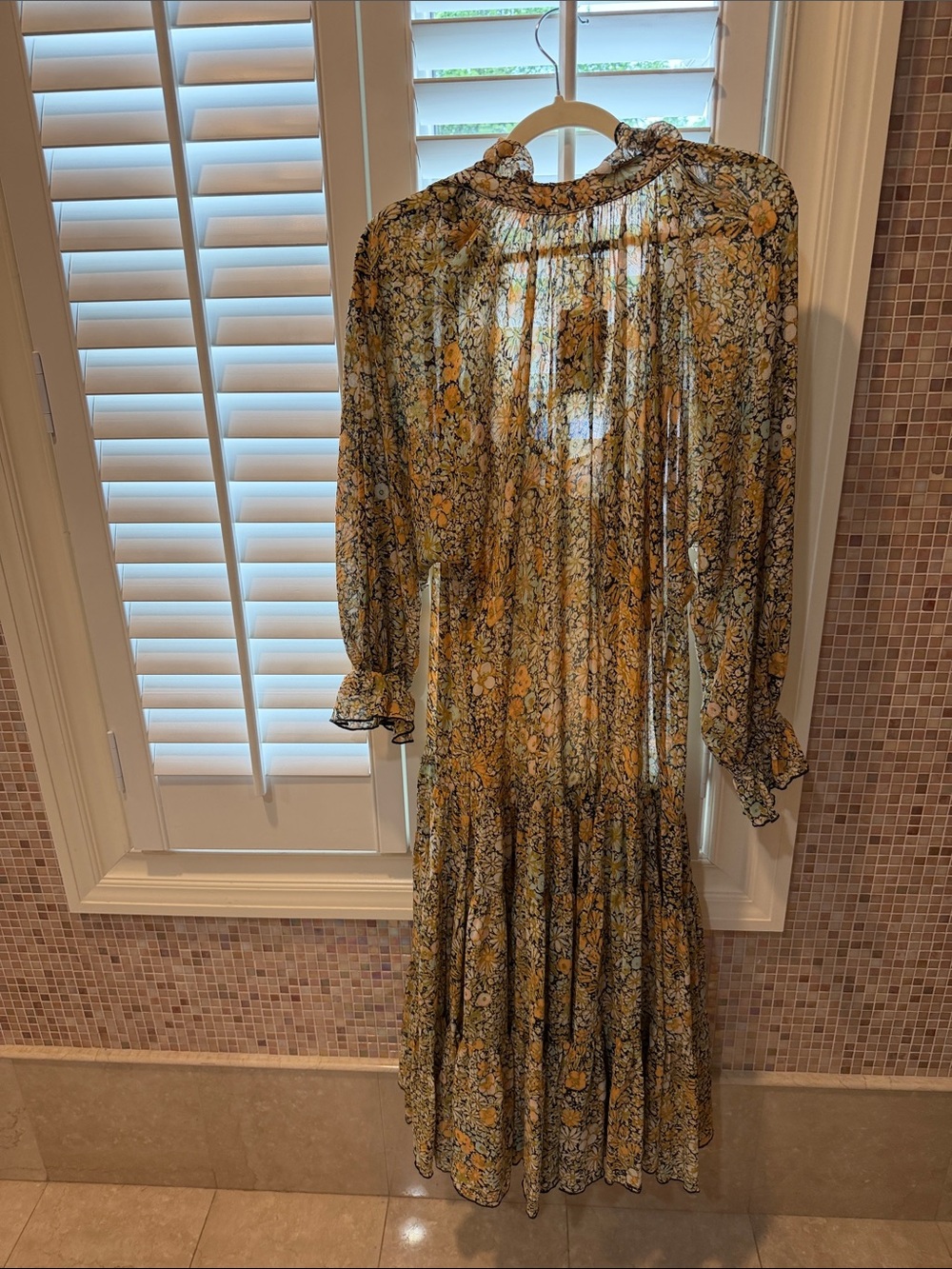 Free People Yellow Floral Ruffle Midi Dress - Picture 2 of 3